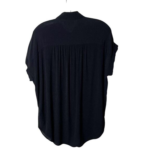 Madewell Womens Central Drapey Shirt S Black Oversized Button Front Short Sleeve - Picture 5 of 8